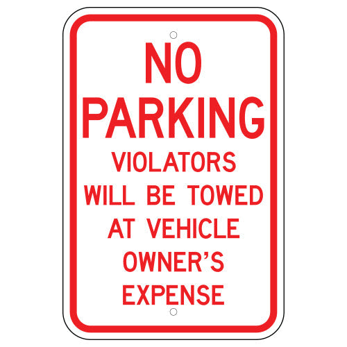 No Parking Violators Will Be Towed Sign