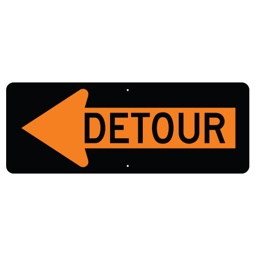 Detour inside Left Arrow Sign