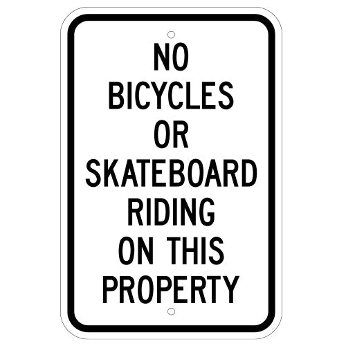 No Bicycles or Skateboarding Sign