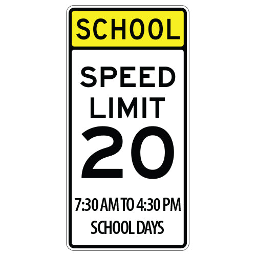 School Days Speed Limit 20, with Time Zone
