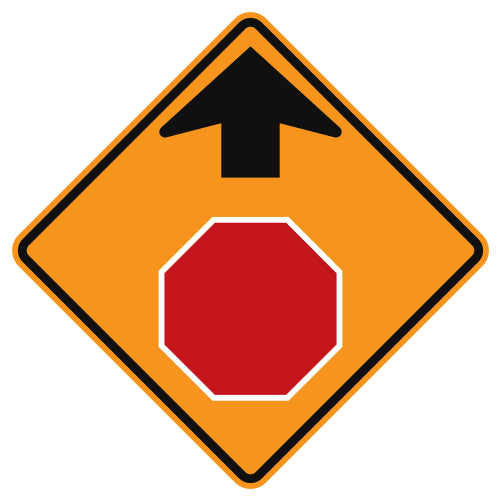 Stop Ahead Symbol Sign, Orange